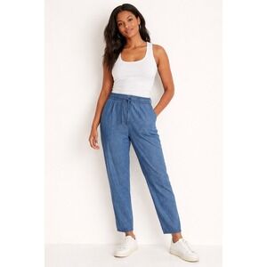 Old Navy Billie High Rise Chambray Pants S Elastic Waist Drawstring